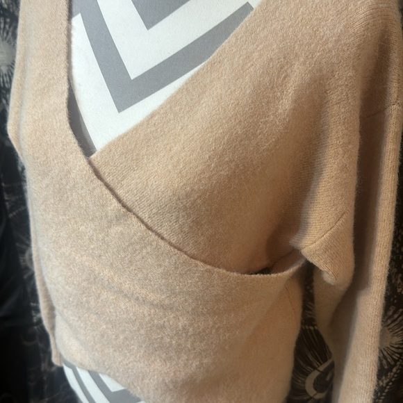 Tan ANDREE By Unit Cross Front Sweater - Size Medium - Picture 2 of 10